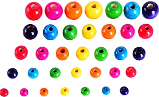 Sumind 500 Piezas Abalorios de Madera Coloridos Perlas de Madera Redondas para Manualidades- 5 Tamanos