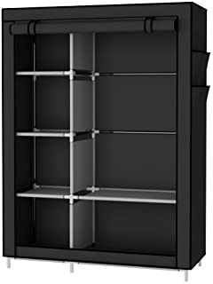 UDEAR Armario Closet Organizador Plegable para Ropa Ropero Resistente al Polvo Guardarropa Negro 105 x 45 x 170 CM