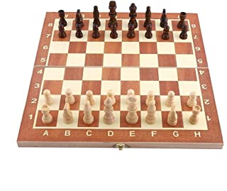 Yosoo Juego de ajedrez de Juguetes de Madera de 14 Pulgadas Plegable y Partes de Trabajo y almacenados en una Base de Madera.