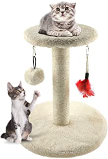 Zubita Rascadores para Gatos- Arbol para Gatos Aranazo Gatos Juguetes de Sisal Natural- Cat Toy Centro de Actividad para Gatitos- Color Beige- 28 x 28 x 29 CM